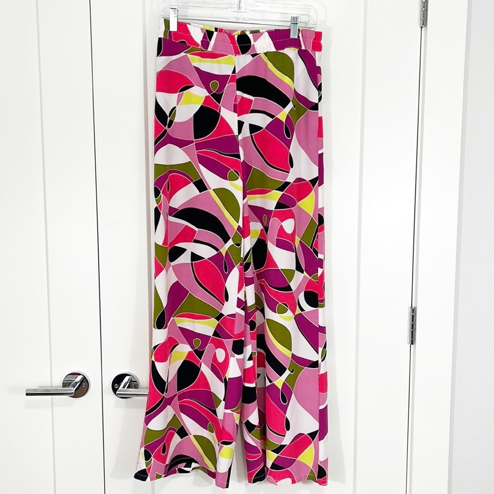 V Cristina Small Pink and Black Pop Art Wide Leg Pants